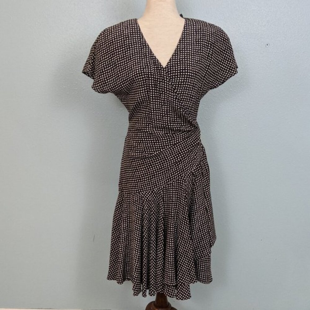 Vintage shortsleeve black and white silk  dress 6